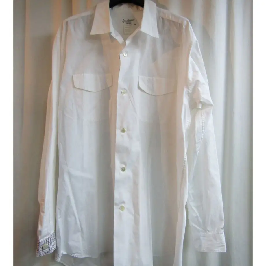 TOP-YAMAMOTO ® white pure cotton long-sleeved shirt for men, slim lapel single-breasted basic commuting style