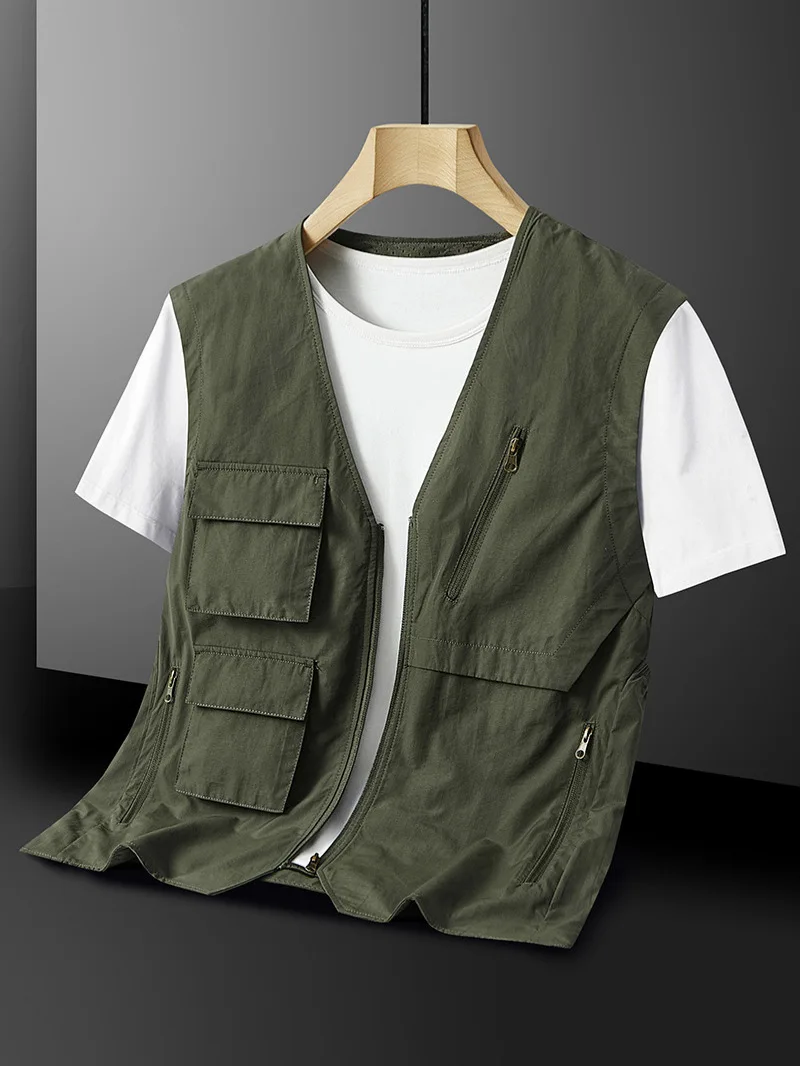 2025 new spring and autumn men's outdoor multi-functional multi-pocket quick-drying fishing vest vest casual coat waistcoat