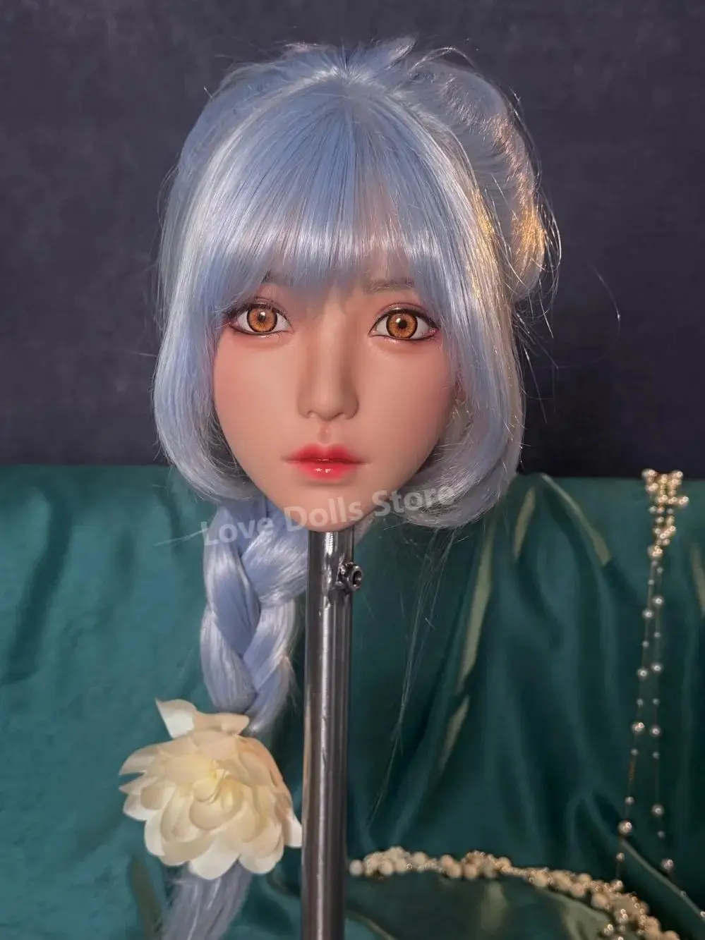 

【Wonanii】Подный силикон, большая головка TS Y52, винтовой интерфейс M16, открытый рот, с париком, зубы, язык, полость рта-1336