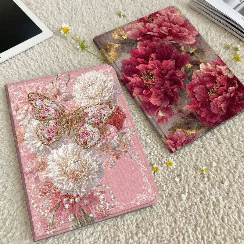 

Pink Butterfly Flower Bead Gift Tablet Case For Xiaomi Redmi Mini Pad SE K 2 4 5 6 7 8 2023 2025 11 8.8 11.2 10.1 Pro