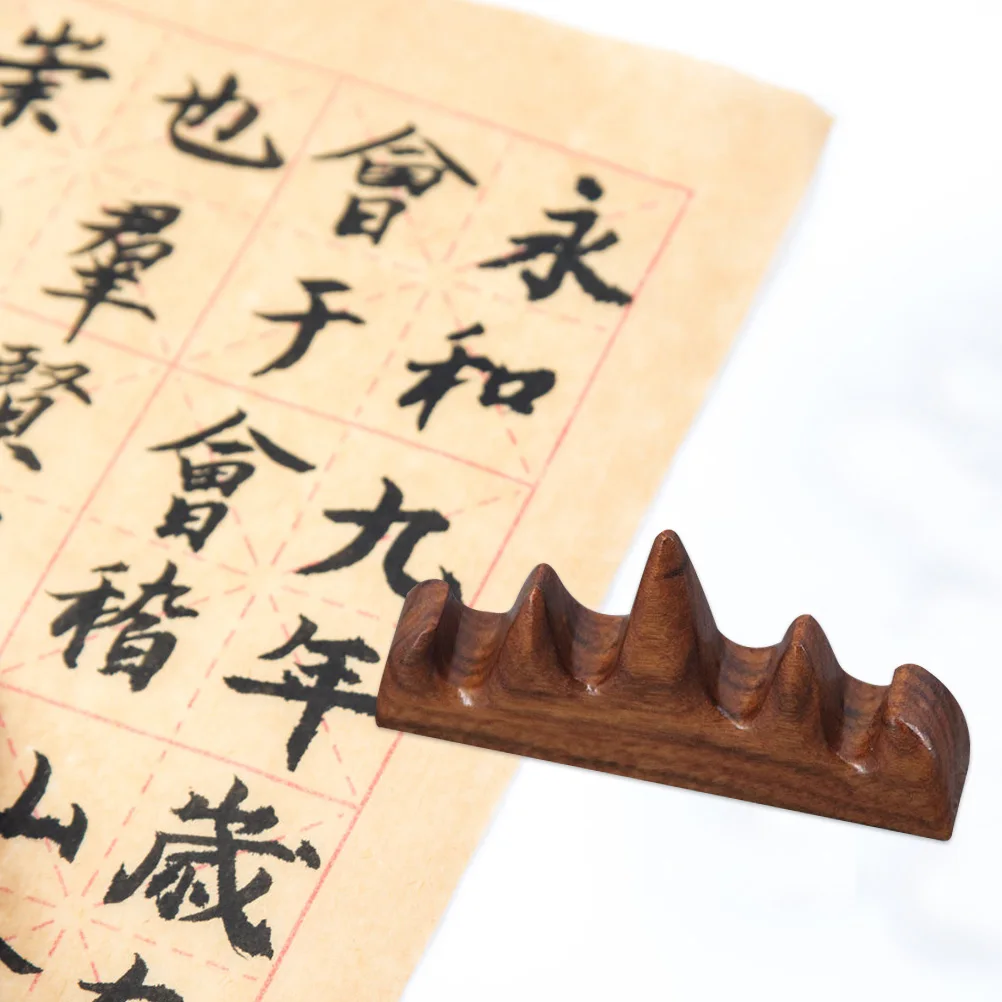 

2 Pcs Brush Holder Calligraphy Supplies Artist Writing Pen Rack Wood Chinese Rest