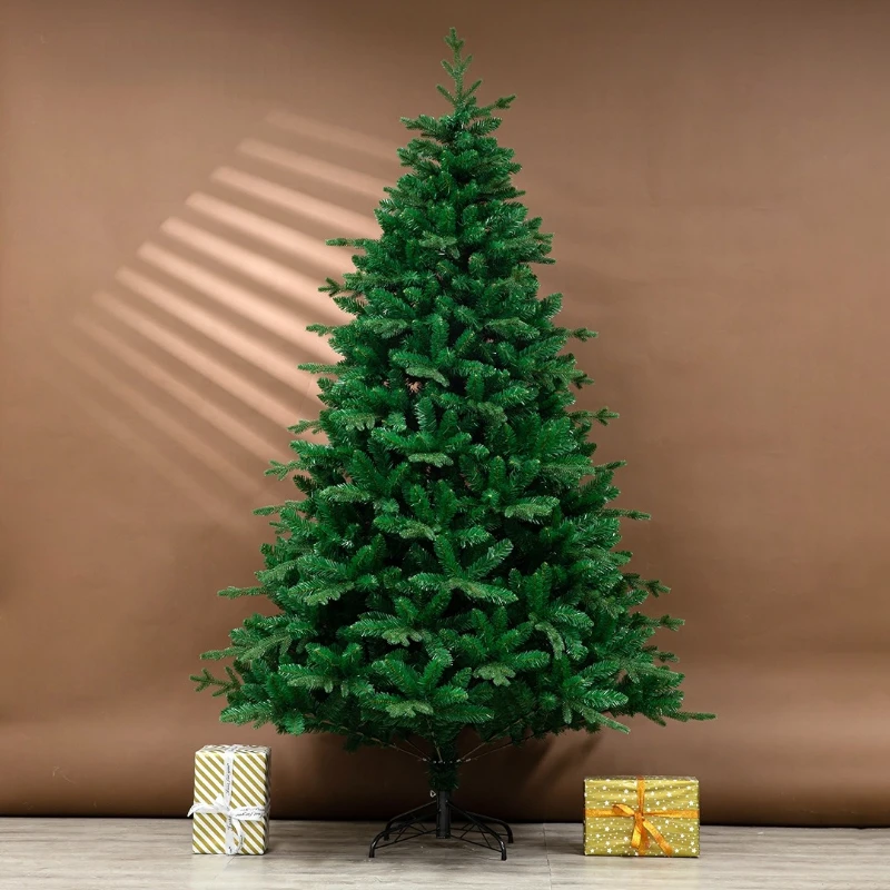 2.1m Christmas Tree with 800 Tips Folding Stable Metal Stand Fast Assemble Flame Retardant PVC Green Artificial Christmas Fir