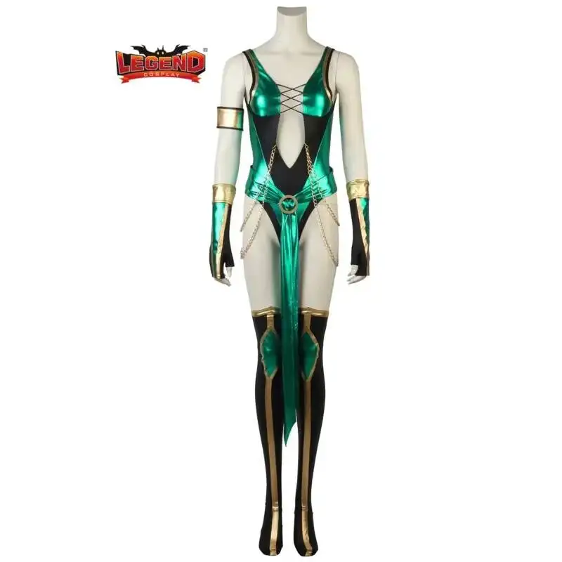 

Костюм для косплея Jade из Mortal Kombat X, женский сексуальный комбинезон на Хэллоуин, нарядный боди