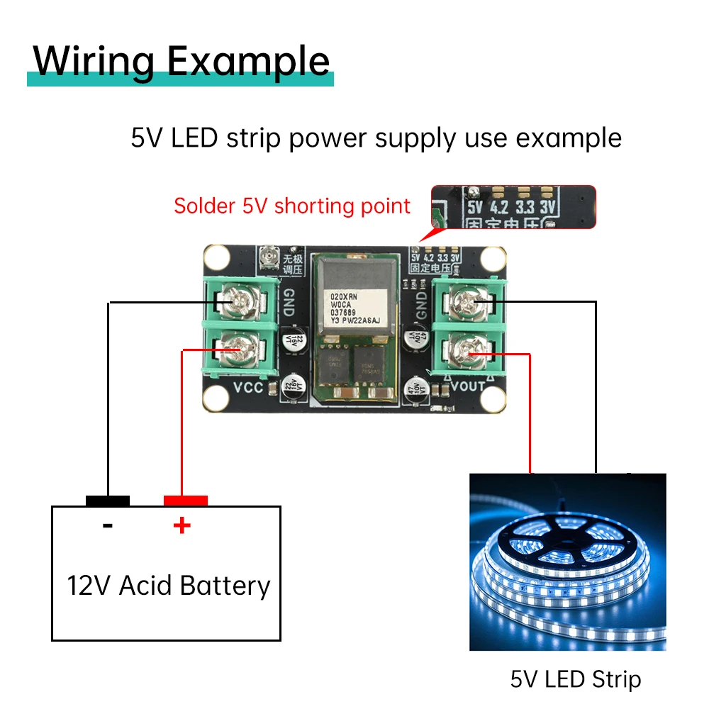 Module régulateur de tension cc haute efficacité 20A DC 9-14V à 5V/1.2-5.6V, fréquence de commutation réglable 300KHz pour système haute puissance