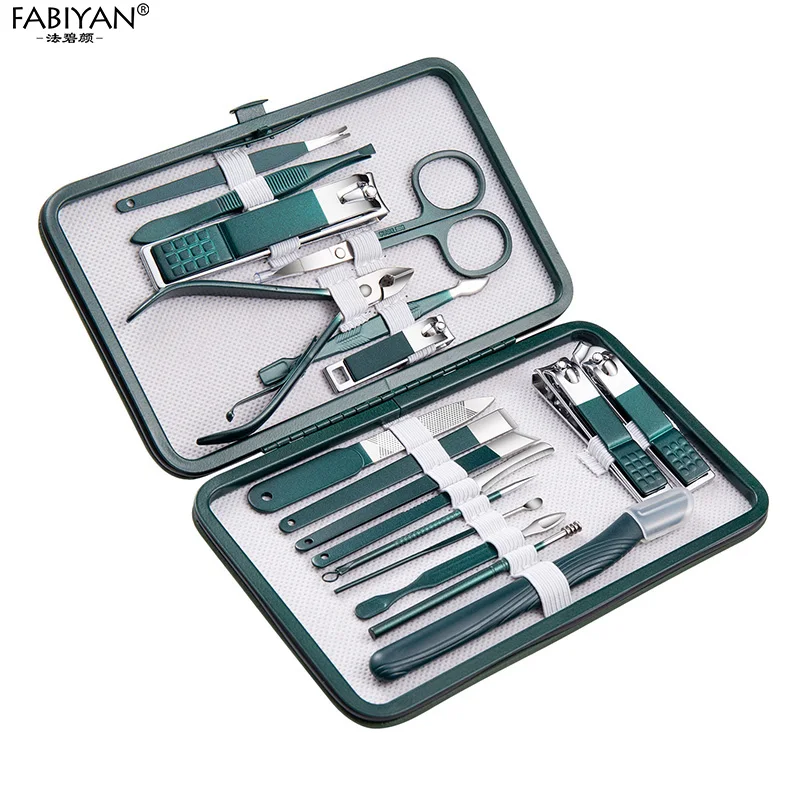 7/10/12/18Pcs Dark Green Stainless Steel Nail Scissors Manicure Cutters Nail Clipper Set Pedicure Care Tool Cuticle Nipper