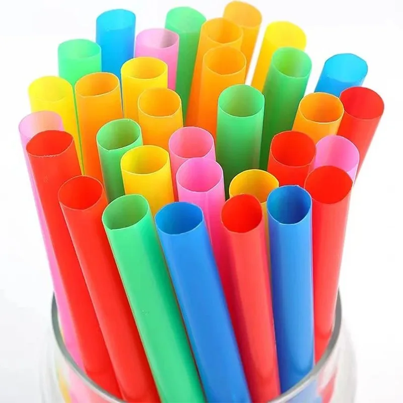 300/100pcs Colorful Disposable Straws Plastic Drinking Straw for Milk Tea Juice Cocktail Wedding Birthday Party Decor Supplies