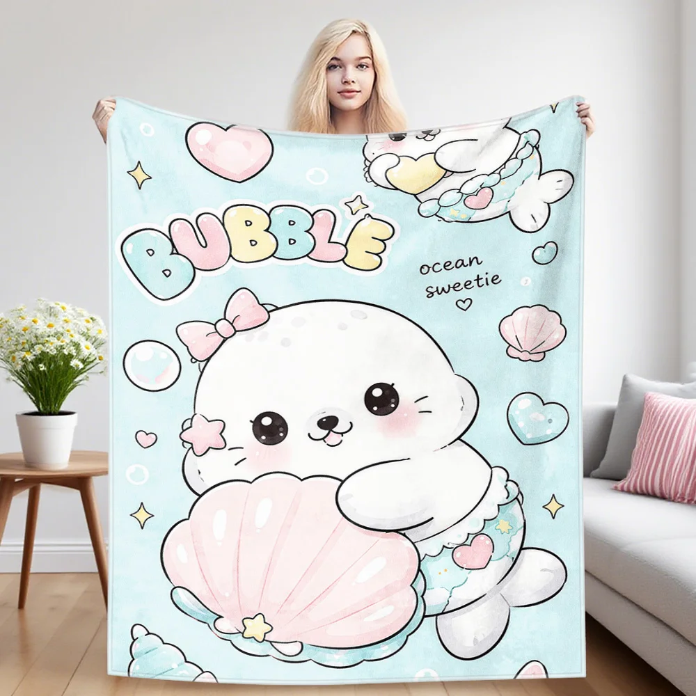 Sea Seal Nap Blanket,Flannel Blanket,Suitable For Sofas,Beds,Cars,Rooms,Offices,Camping,Exquisite Gift Blankets