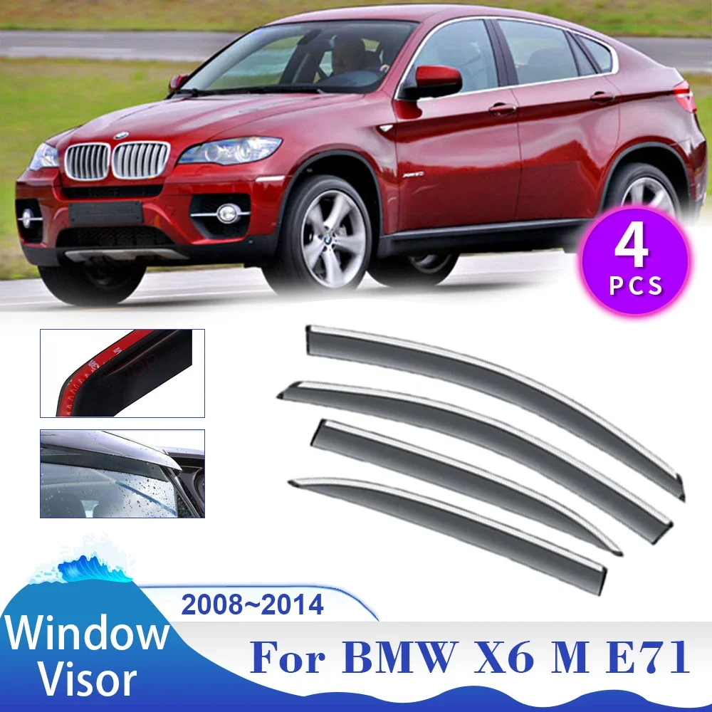 Window Visor for BMW X6 M E71 Hybrid E72 2008~2014 Side Vent Smoke Cover Awnings Shelters Car Sun Rain Guard Exterior Accessorie