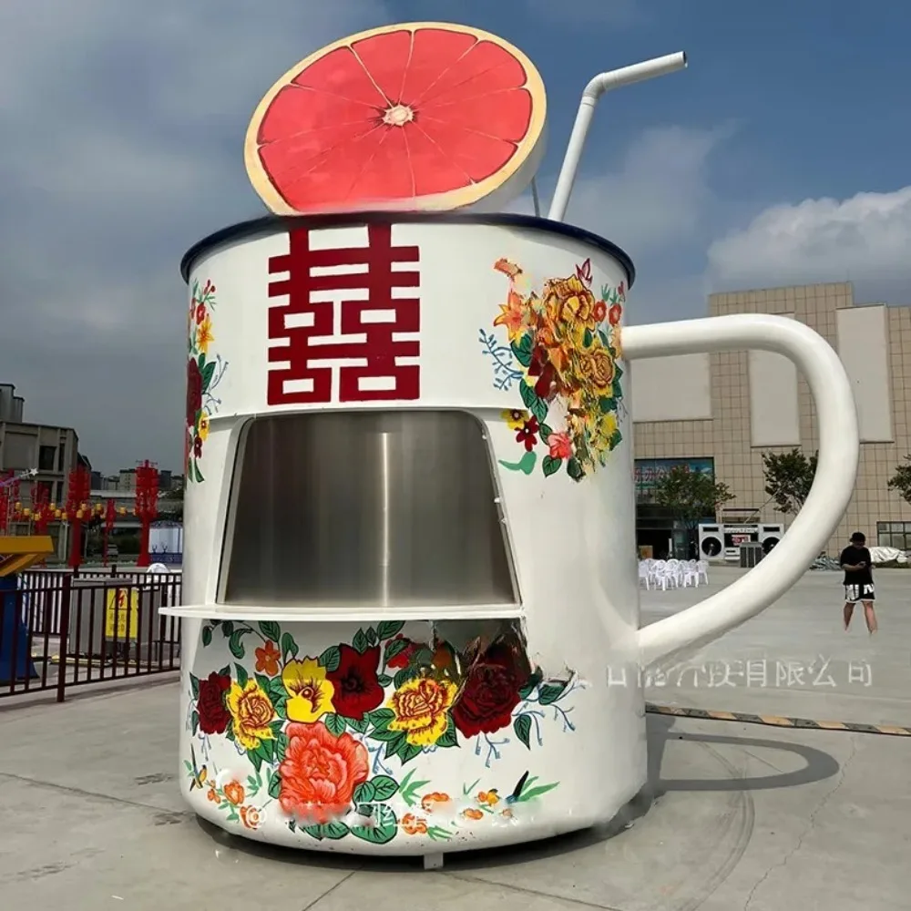 for  large teacup street view car giant teacup coffee stool new mobile milk tea shop retro Internet celebrity dining car
