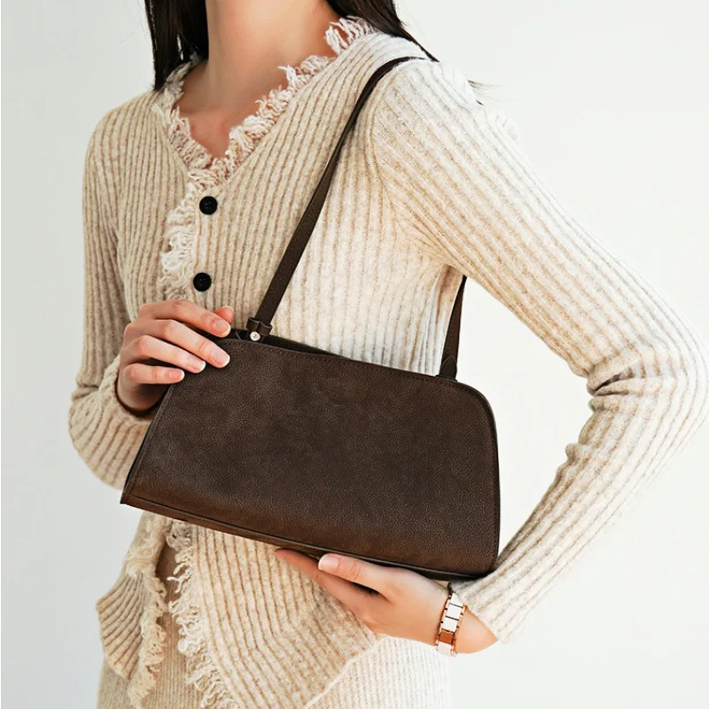 

Genuine Leather Underarm Bag 2026 New Women Simplicity Handbag Vegetable-Tanned Cowhide Designer Luxury Goods Crossbody Bag