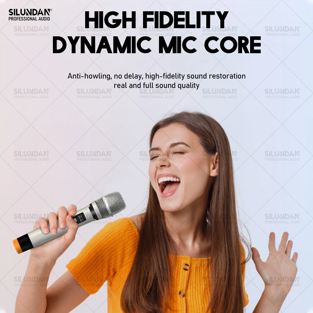 Microfono Wireless professionale a 4 canali auricolare Lavalier portatile Karaoke UHF 80M di distanza per riunioni di famiglia Stage