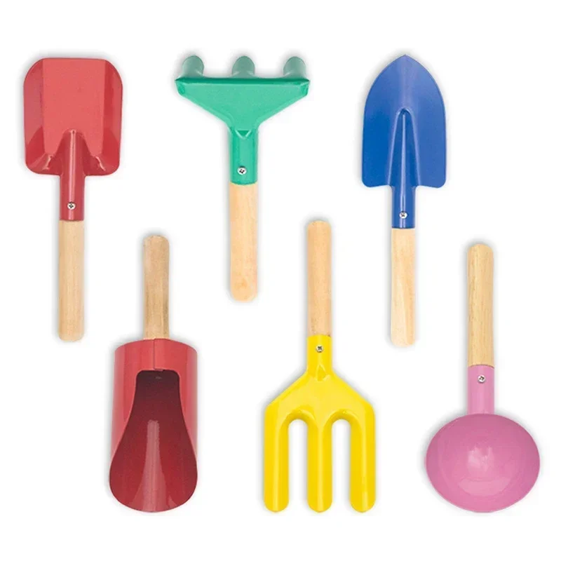Kids Gardening Tool Grupo Colher Infantil pá Ancinho Espátula Garfo Brinquedos de Escavação Portátil Seguro Praia Areia Playing Tools Pcs