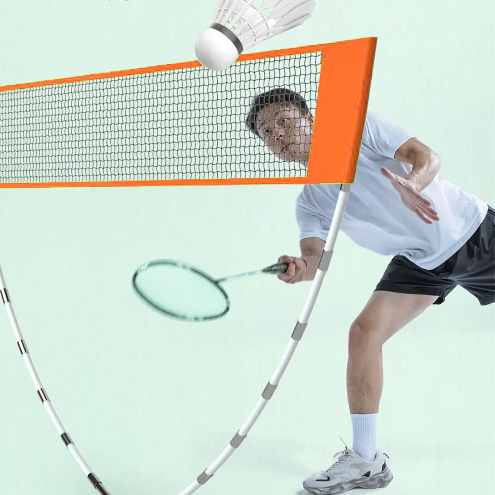 

Портативная складная сетка для бадминтона, уличная домашняя сетка для бадминтона с простой рамой для пиклбола, тенниса, футбола, волейбола, тренировок