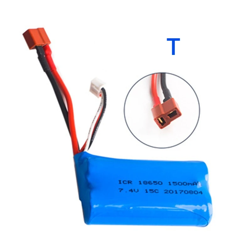 7.4V 1500mAh JST/T/SM/5500 플러그 18650 2S 리튬 이온 배터리 Wltoys 12423 10428 12429 12401 12402A RC 자동차 예비 부품용