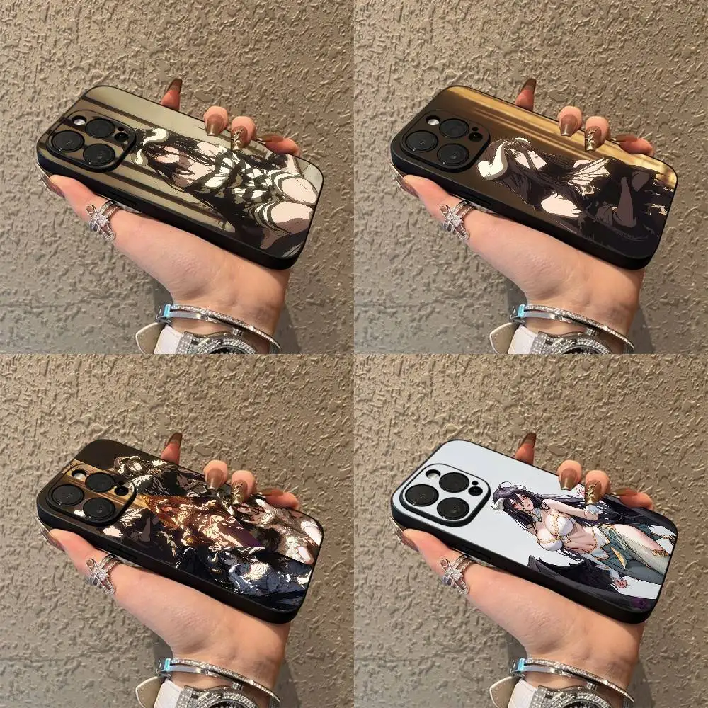 

Cute O-Overlord Albedo Girl Phone Case For iPhone 16,15,14,13,12,11,Pro,XS,Max,XR,Plus,E,SE4,Mini Black Soft Cover