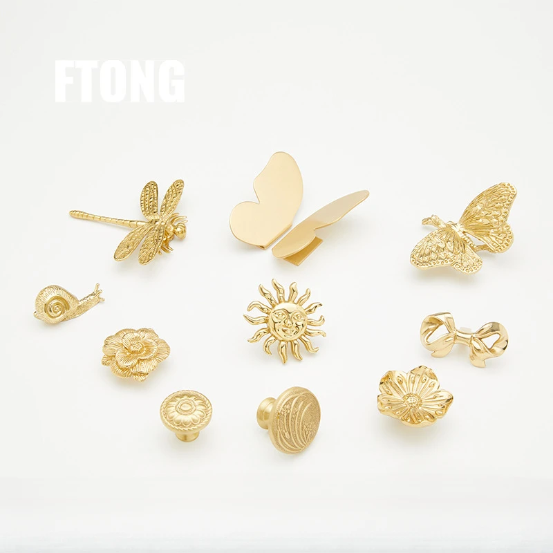 Dragonfly Butterfly Furniture Creative Brass Cabinet Door Handle Cupboard Wardrobe Cabinet Door Knob