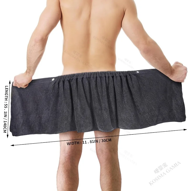 Comfortable Sauna Skirt for Men's Wearable Bath Towel Magic Skirt Shower Soft Breathable Beach Bathrobe Adult Sports Bathrobe