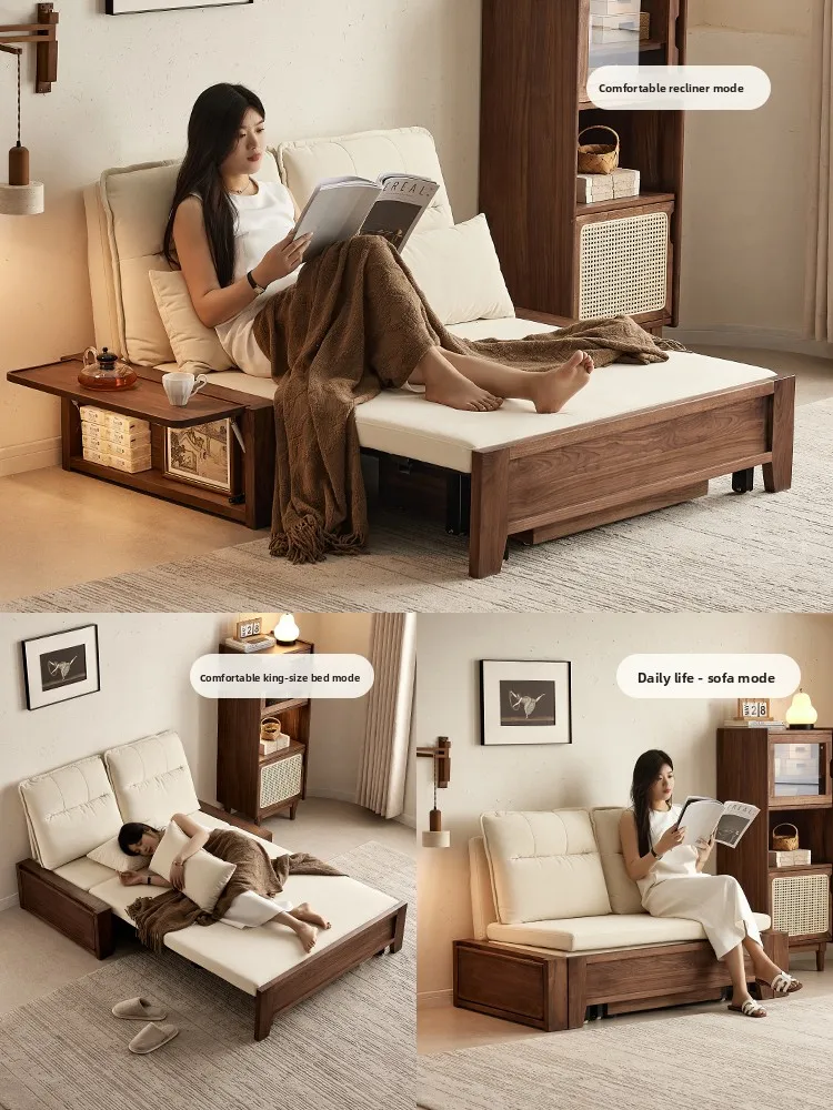 LMM folding sofa bed dual-purpose retro living room double sofa deformable furniture new