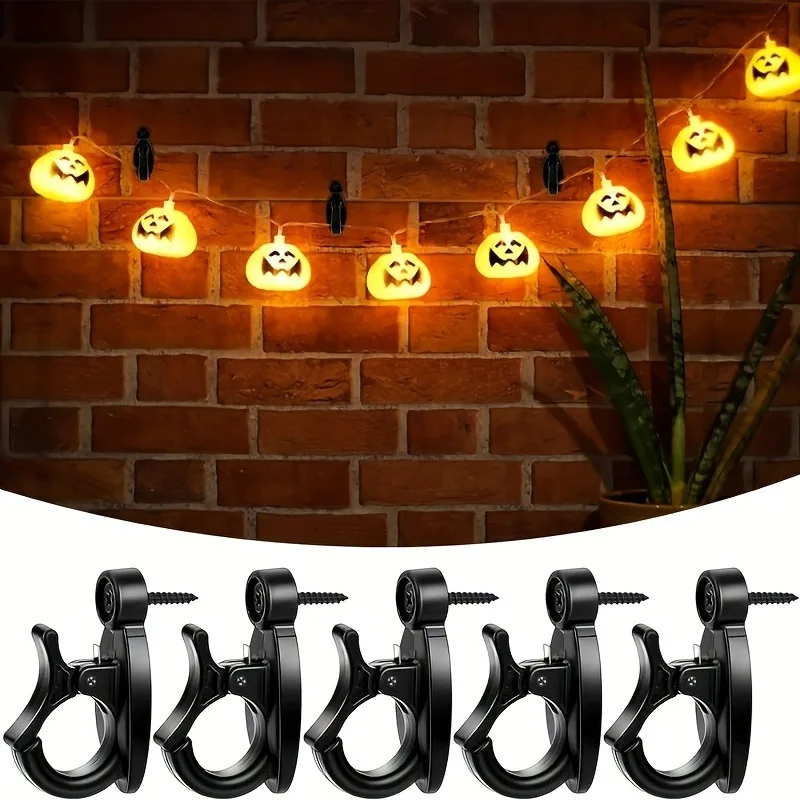 10Pcs Black Screw In Q Hanger Hooks Safety Spring Clip Hooks For Hanging String Lights Plants Wind Chimes Outdoor Indoor Decorat