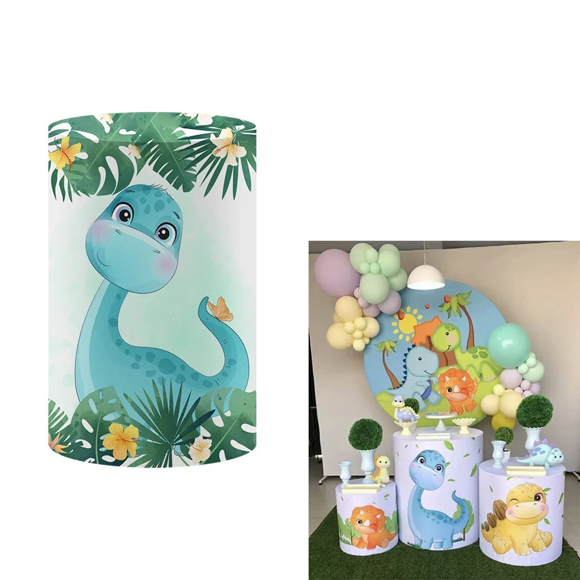 Mocsicka اسطوانة خلفية ديكور لطيف الديناصور الجوراسي فتاة طفل حفلة عيد ميلاد التصوير خلفية عرض الطفل غطاء مخصص
