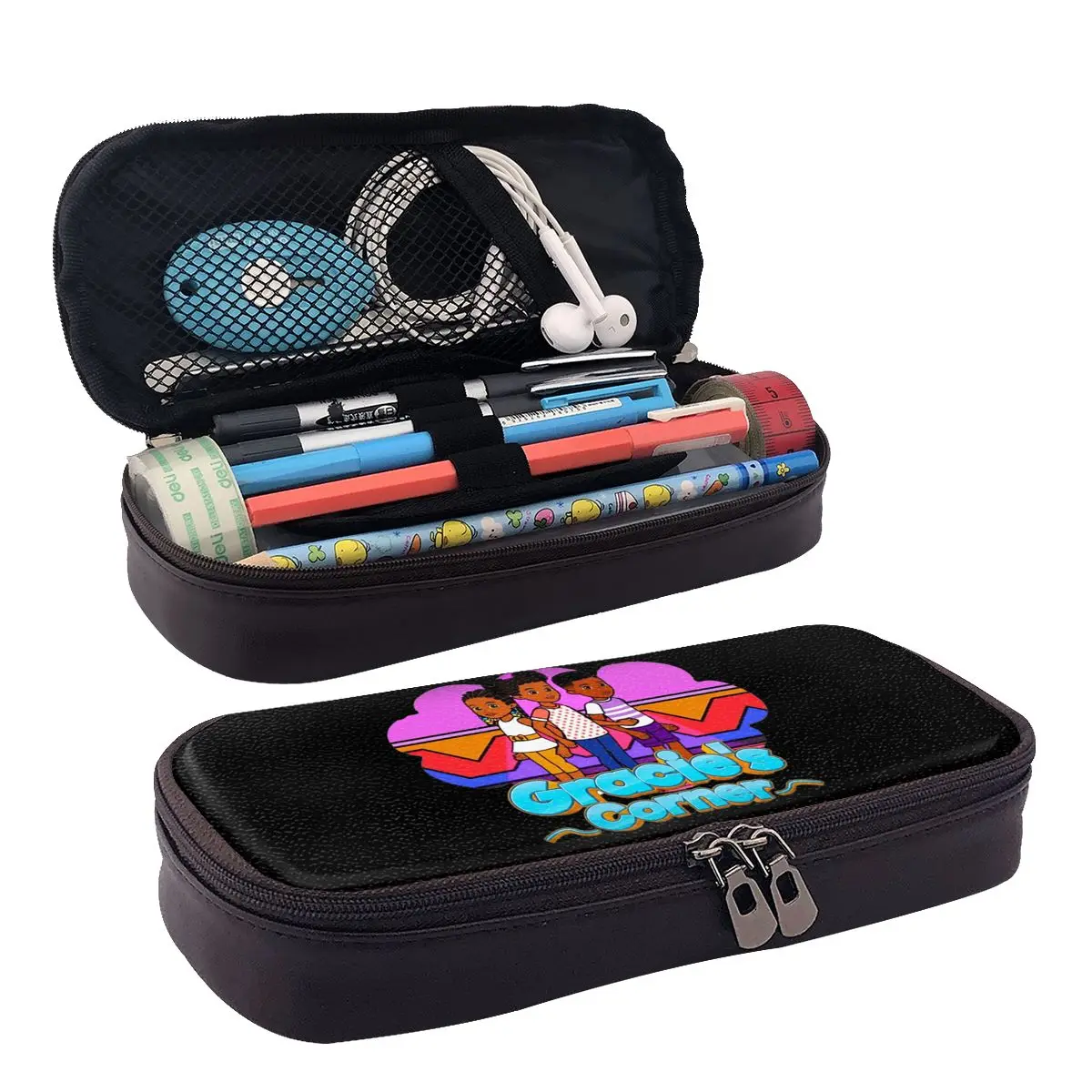 Gracies Family Corner Cute Phonic's Song Leather Pencil Case for Kids Gift Pen Box Pencil Bag Stationery Supplies Pen Holder Bag