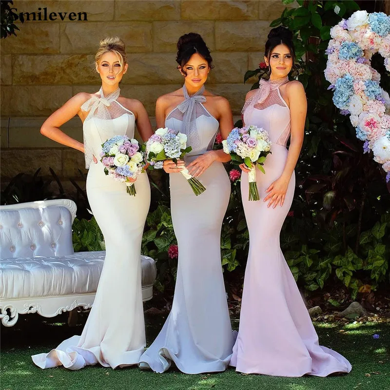 

Smileven Mermaid Bridesmaid Dresses Backless Bride's Best Friend Dress Soft Satin Wedding Party Dress 2024customized