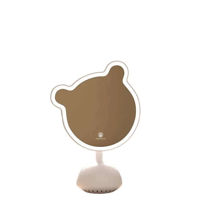 LED mini crooked neck bear desktop makeup mirror with lamp fill light desktop mirror intelligent luminous vanity mirror