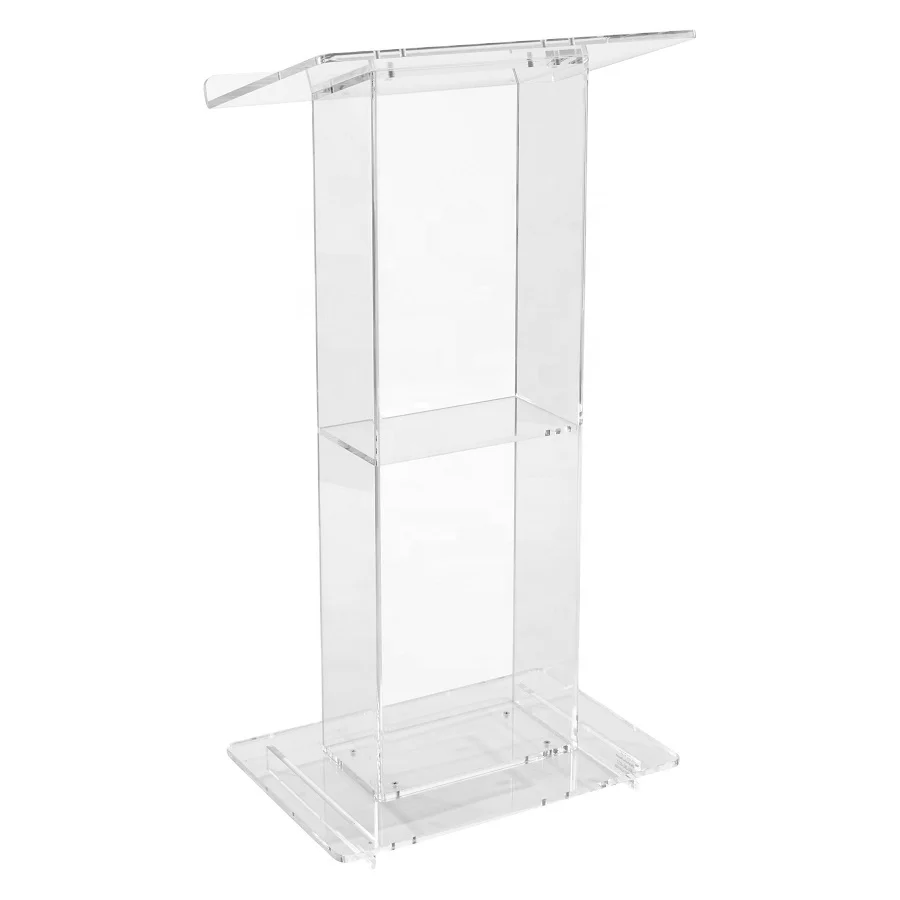 Floor-Standing Acrylic Lectern Plastic Podium For Speech Stylish Display Rack