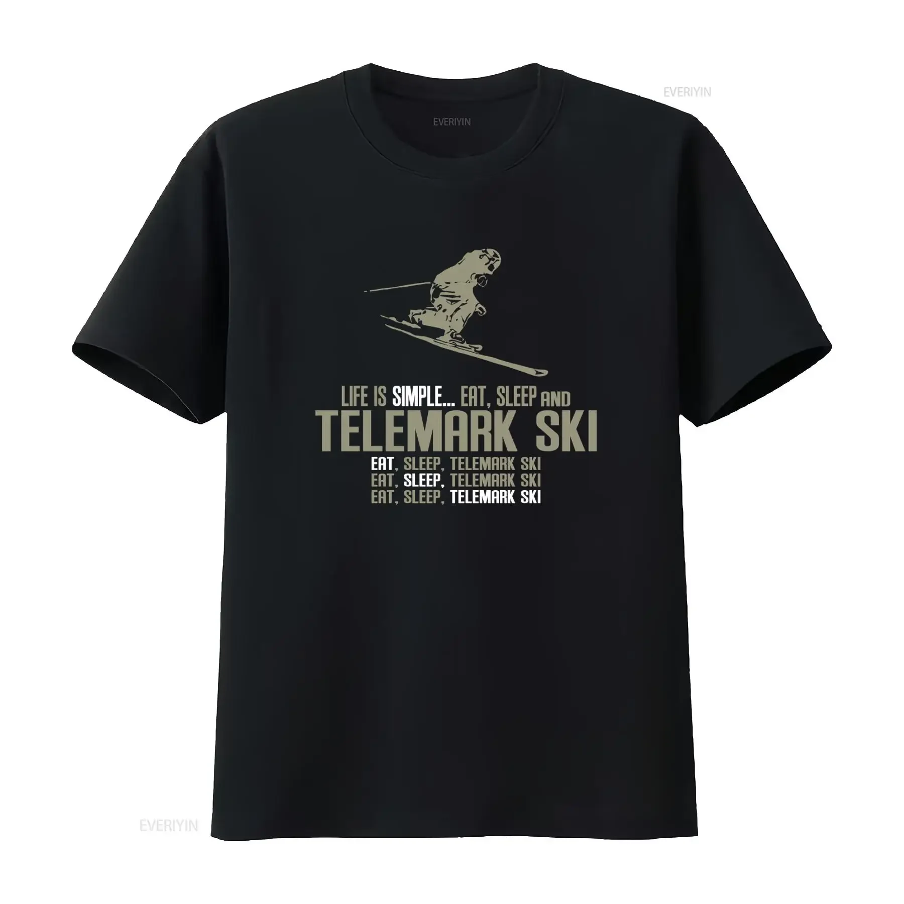 Life Is Simple Eat Sleep Telemark Ski T shirt Fashion Comfortable Design vintage Washed Stretched designer clothes