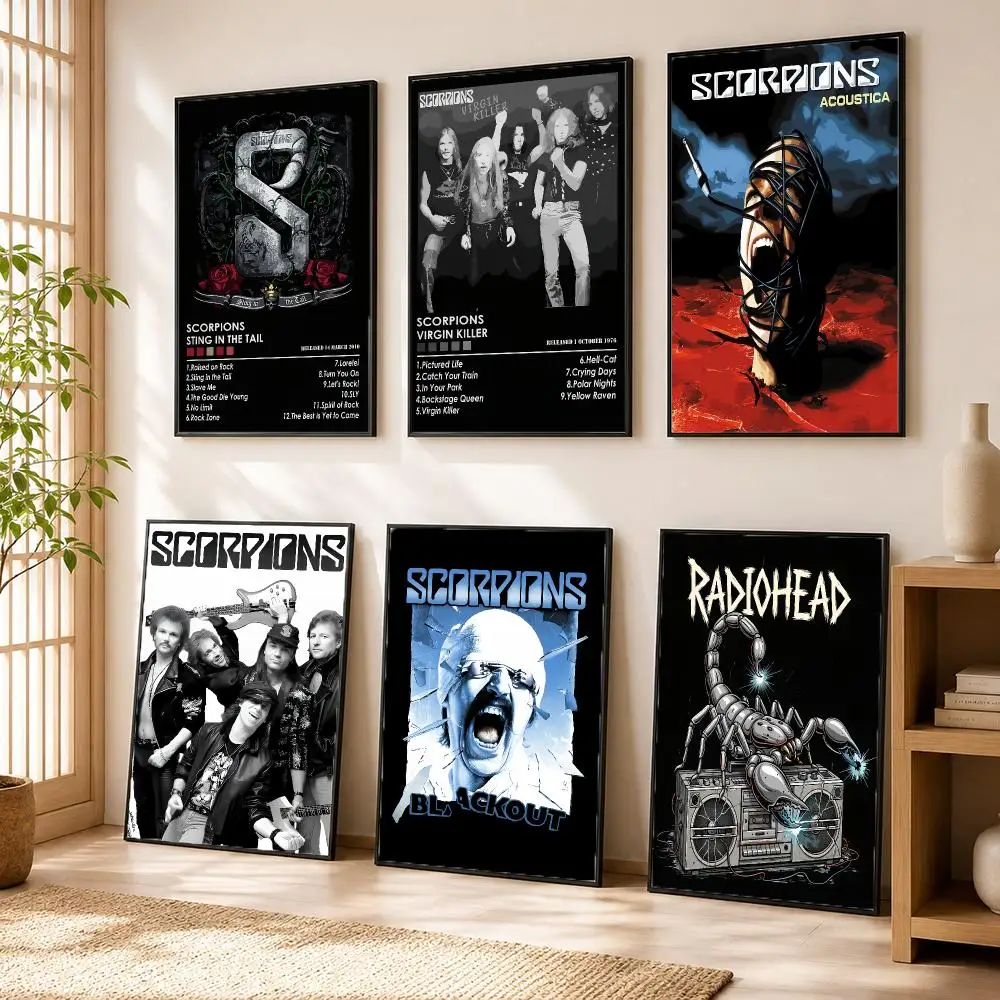S-Scorpions Band Poster Modern Home Living Bedroom Bar Hallway Waterproof Wall Art Aesthetic Decor