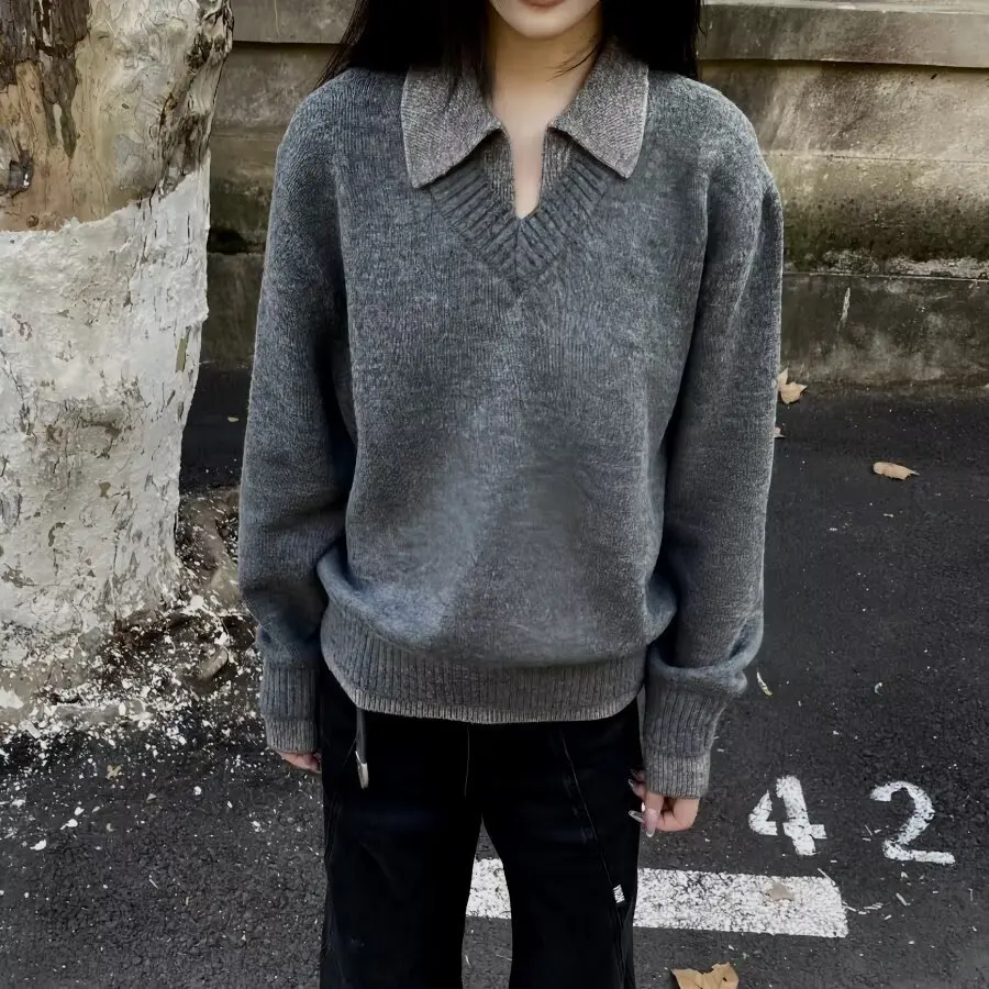 

plus Size Knitted Cardigan irt Collar Slim Fit Autumn Winter M Fem Casual Wear Polyester Fiber Long Sve Printed