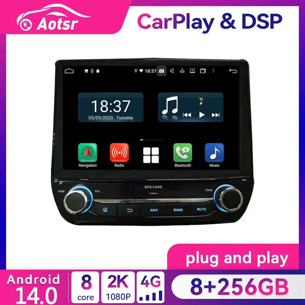 9 inch 8+256GB Car Android 14.0 For Ecosport Fiesta 2017 2018 Multimedia Stereo 4G Player GPS Navigation 2 Din Radio Head Unit