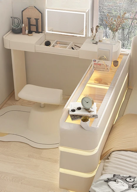 Small apartment corner dresser partition cabinet bedroom single makeup table room furniture combination set milky white