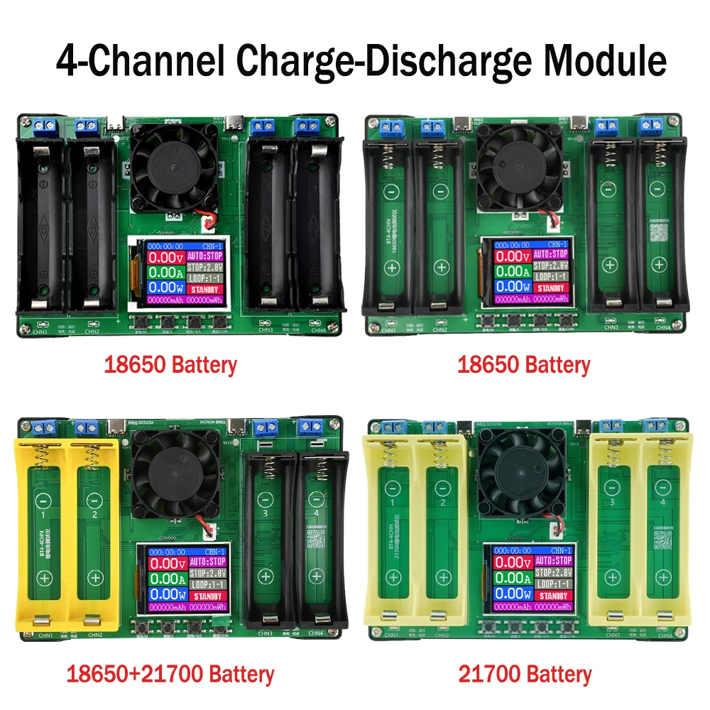 Upgrade 18650/21700 Battery Capacity and Internal Resistance Tester Automatic Charge-Discharge Module Electronic Load Tester
