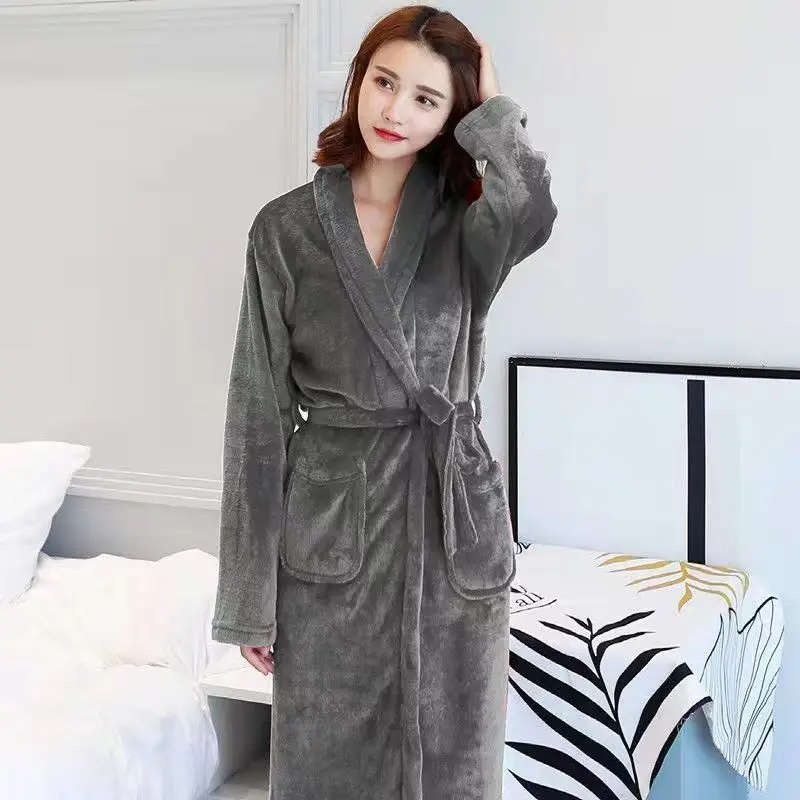 Women's Pajamas and Robes Sleepwear Couple Shower Robe Casual Coral Fleece Bathrobe Underwire Sleeping Suit Women's Sleep Lounge