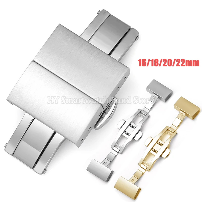 16/18/20/22mm 316L Stainless Steel Butterfly Buckle Double Press Clasp for Leather Strap Metal Folding Clasp Turtle Back Buckle