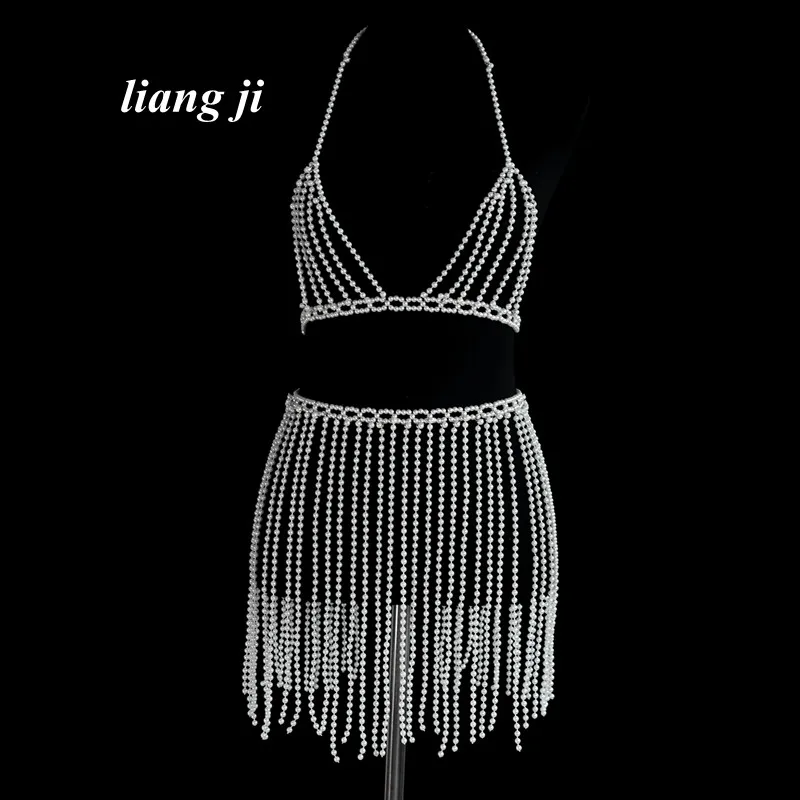 Body Jewelry Simulated Pearl Sexy Bra Skirt Chain Bikini Chest Chain Makeup Dance Lumbar Chain Dress Skirt Chain портупея