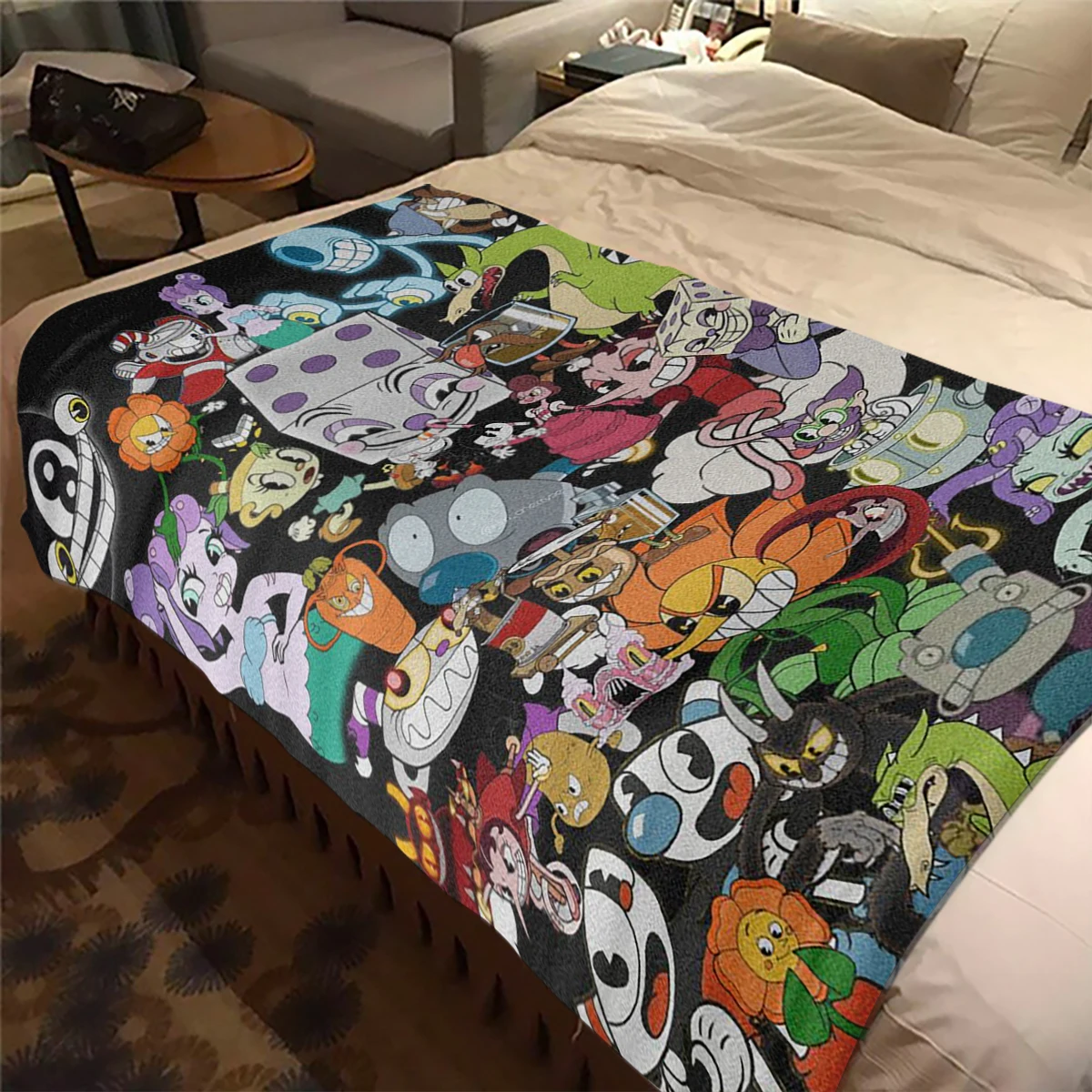 C-Cuphead Pop Print Trend Blanket Fashion Flannel Blanket Comfortable Lazy Sofa Blanket Super Soft Sheet Mattress