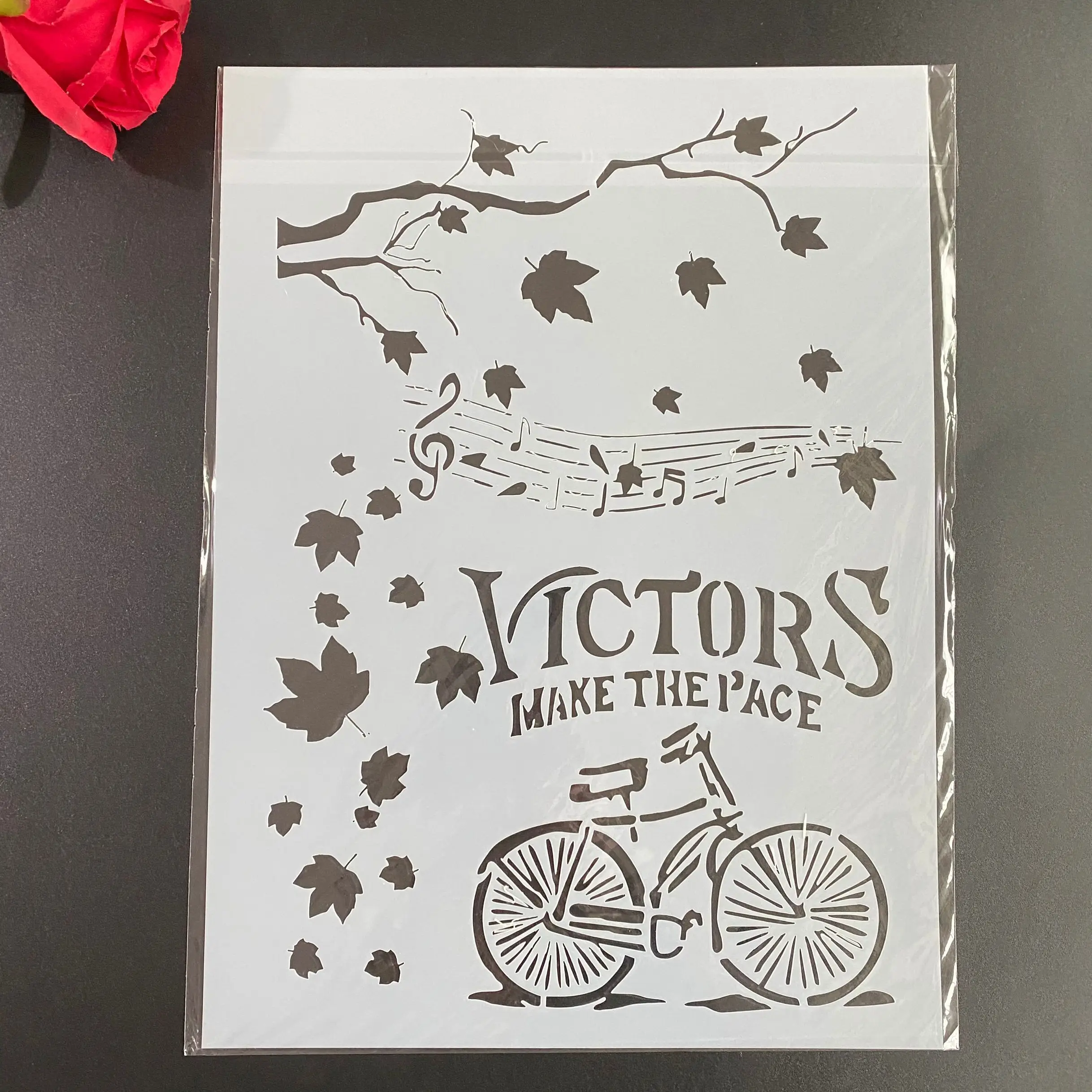 DIY stencil scrapbook stamp album  decoration embossed paper card template  A4 29 * 21cm leaf music bicycle