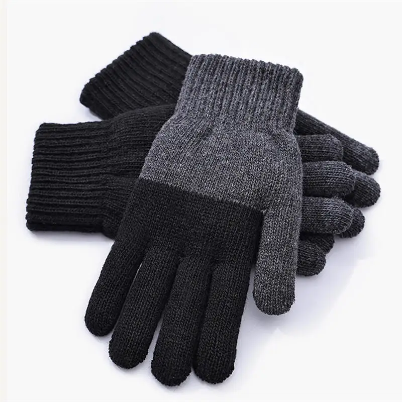 New Men's Warm Cycling Gloves Winter Cold Warm Knitted Gloves Five Fingers/half Fingers Outdoor Sports Gloves