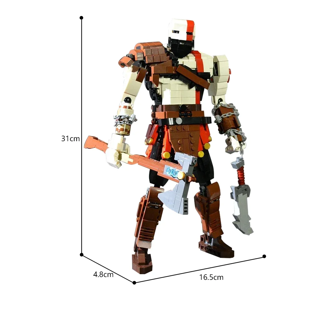 BuildMOC Mech Warrior God of the Wars Kratos Building Blocks Creatività Modello Personaggio Mattoni Giocattolo assemblato fai da te per regalo per bambini