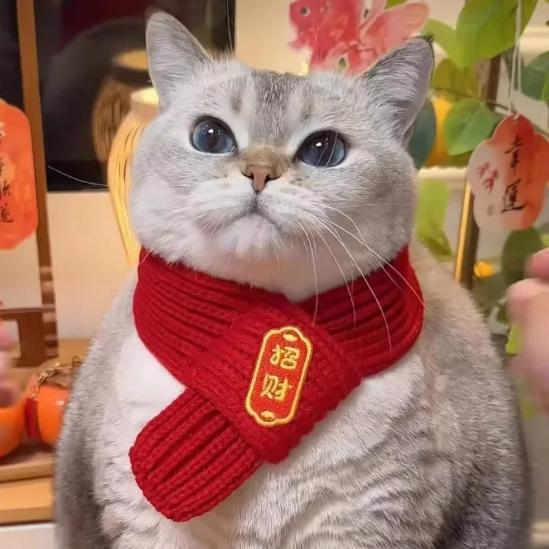 Pet Scarf 2025 New Years Pet Scarf for Dog Cat Chinese Snake Year Scarf Warm New Year Dog Knitted Scarfs Winter Pets Neck Scarfs