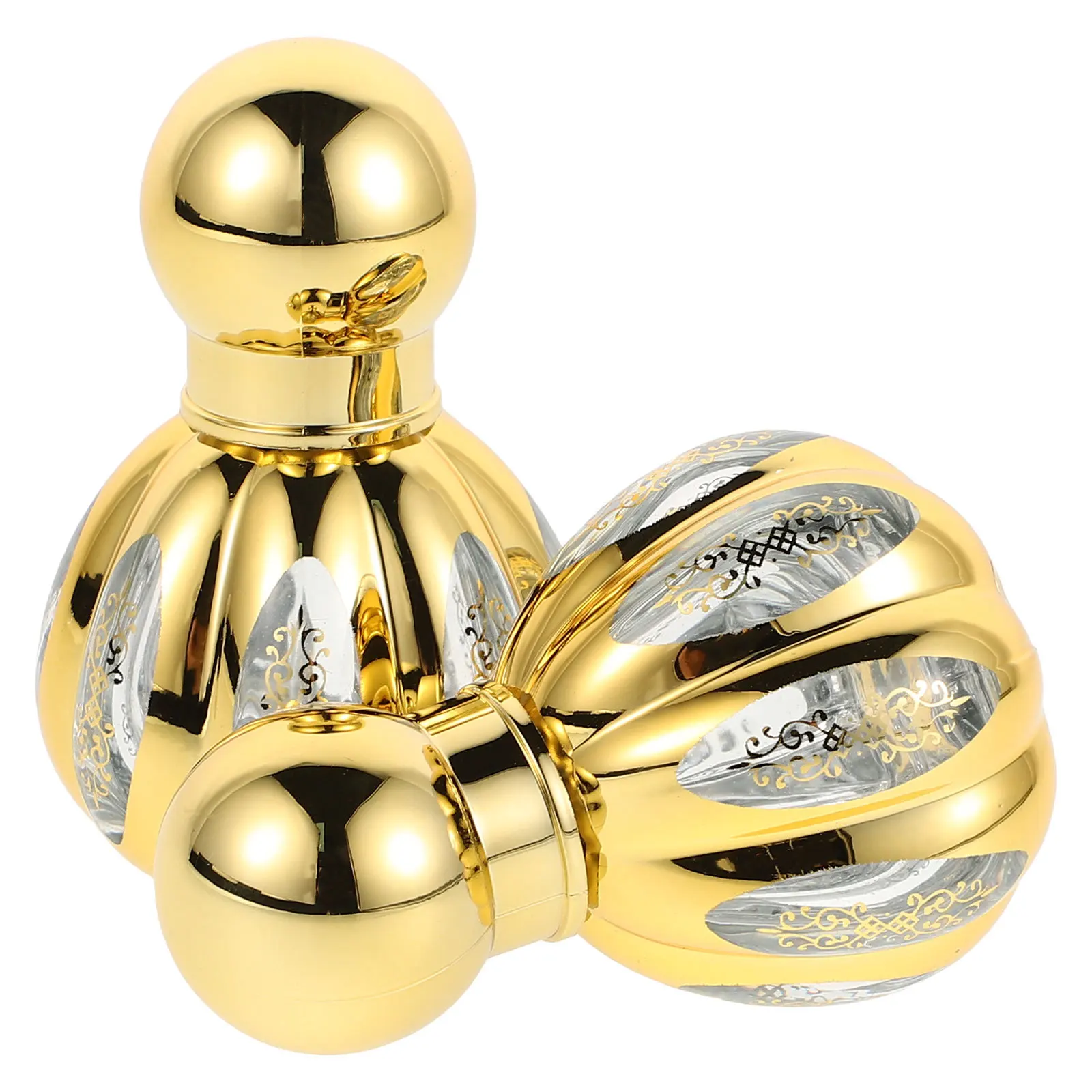 

2Pcs Refillable Glass Perfume Bottles Elegant Gold Design Spiral Seal Roller Ball Portable Travel Containers Glass Perfume Vial