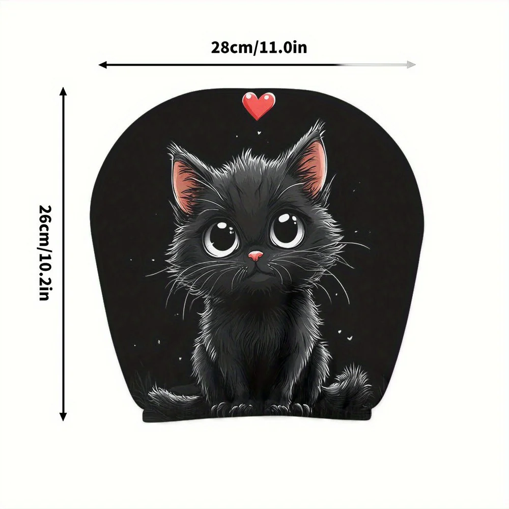 2Pcs Headrest Covers Car 2Pcs Headrest Covers Car Funny 2Pcs, cute big-eyed black cat printed car head pillowcase, four-season view 3