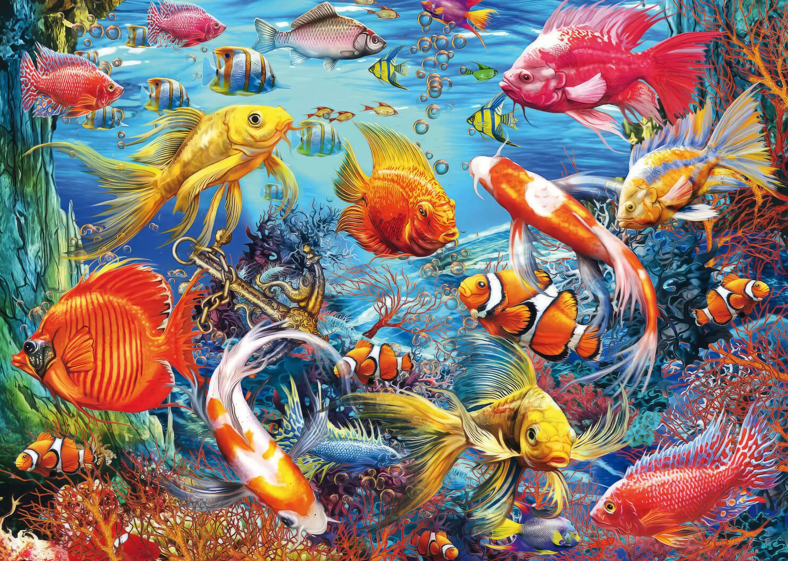 

﻿ 1000 pcsTropical Fish Jigsaw Puzzles, Adults Teens Kids Toys Gift Educational Intellectual Decompressing Fun Family Game