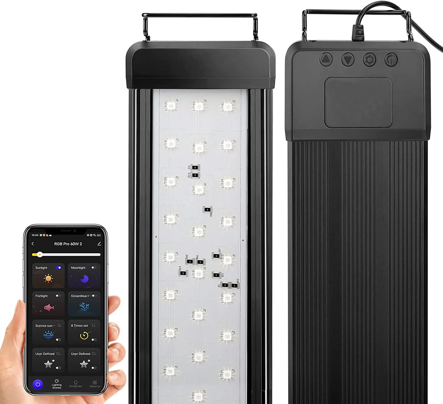 

12 18 24 36 48 55Inch 20W 25W Auto On-Off Timer LED Light Bar for Aquariums Full Spectrum APP Control Product Aquarium Lights