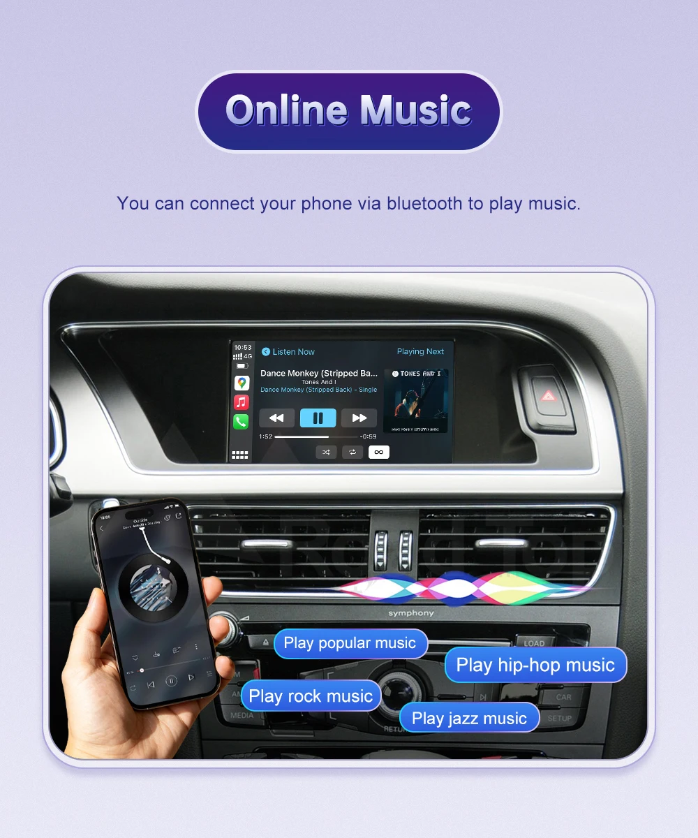 Kabelloses Carplay für Audi A4 B8 A5 Q5 2009-2015 Unterstützt Android Auto AirPlay Mirroring Rückfahrkamera USB Auto-Player – Detail 12