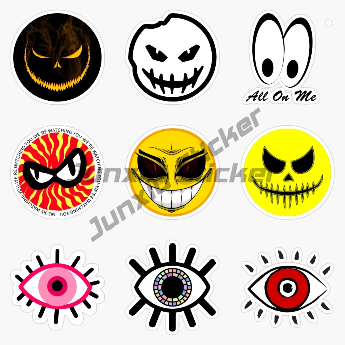 

Evil Eyes Smile Eye Car Stickers Car Racing Equipment Retro Vinyl Self-adhesive Decal Window Phone Surfboard Decoration