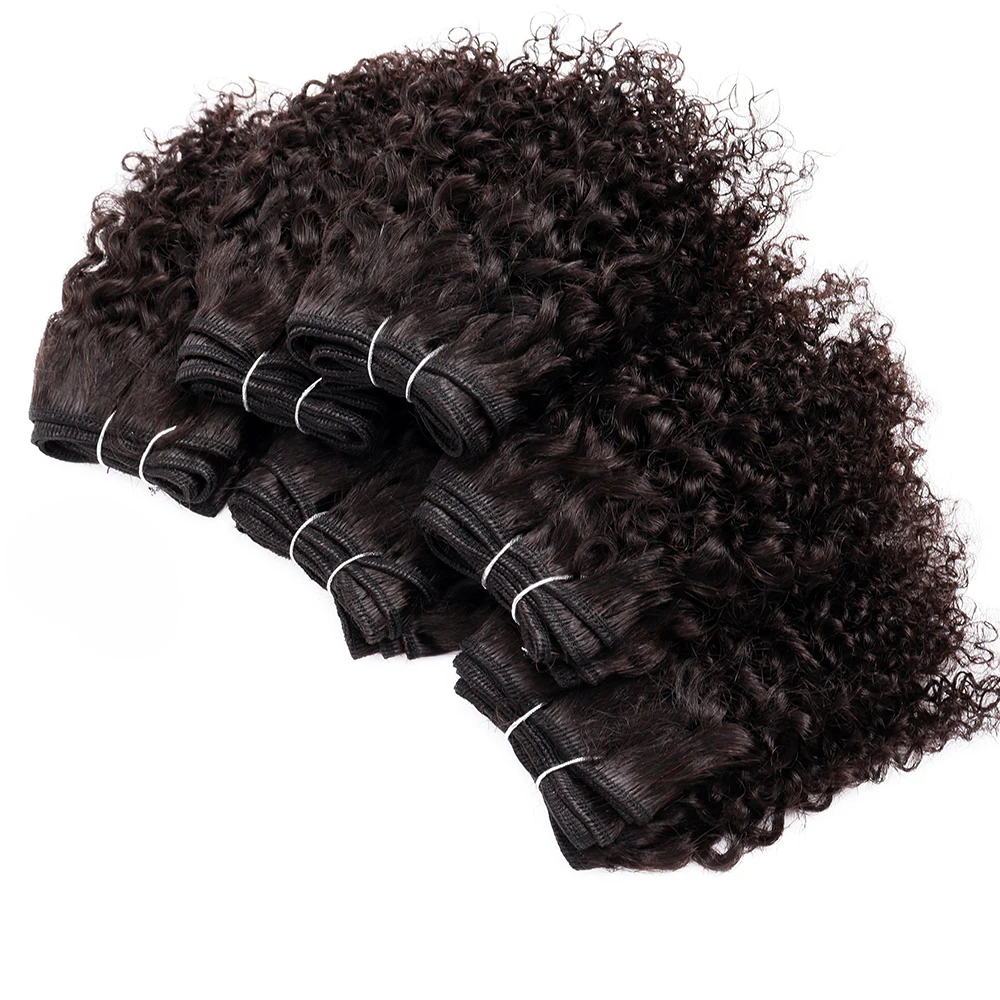 Картина 3: Кудрявые вьющиеся пучки волос, девственные бразильские человеческие волосы, плетение пучков, плетение африканских черных женщин, 6 шт./лот