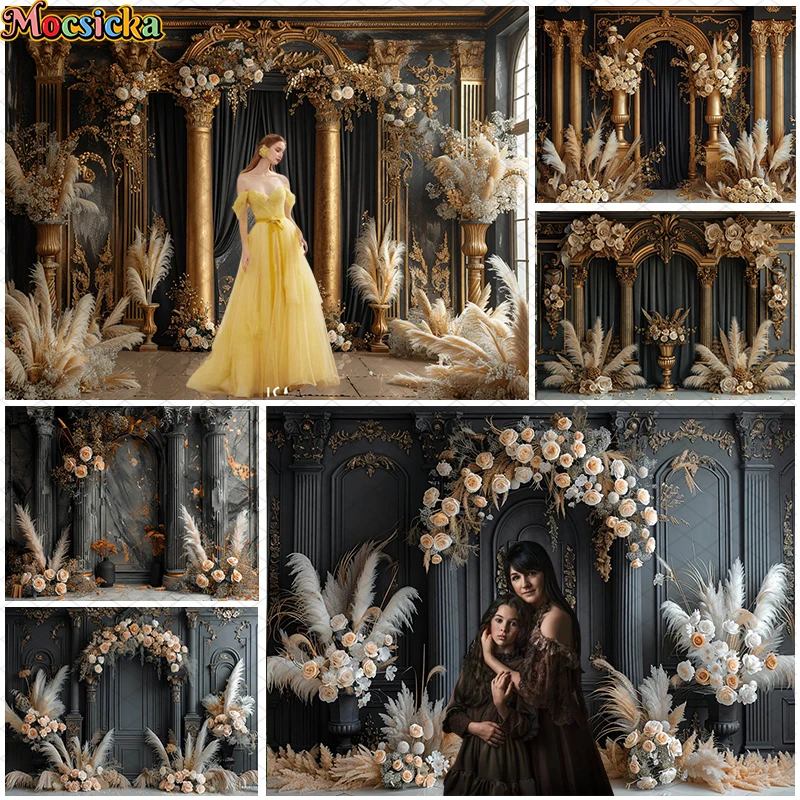 

Mocsicka Photography Background Classical Vintage Palace Bohe Floral Adult Wedding Maternity Portrait DecorBackdrop Photo Studio